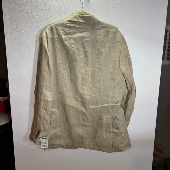 Riviera Red Linen Blend Blazer Jacket Tan 44 Santana SPJ NWT Made in Portugal - Picture 4 of 7